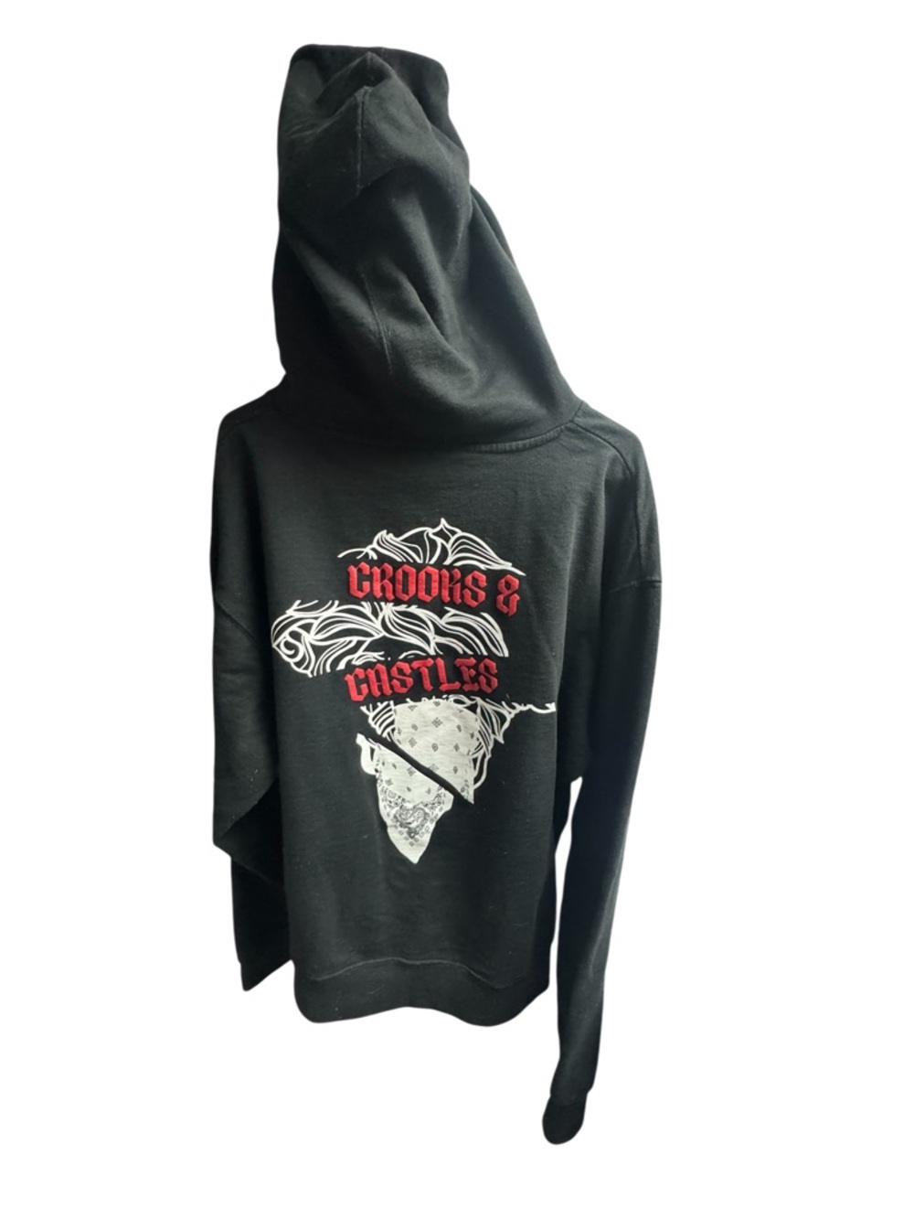 Crooks & Castles Black Hoodie with Red and White Graphic